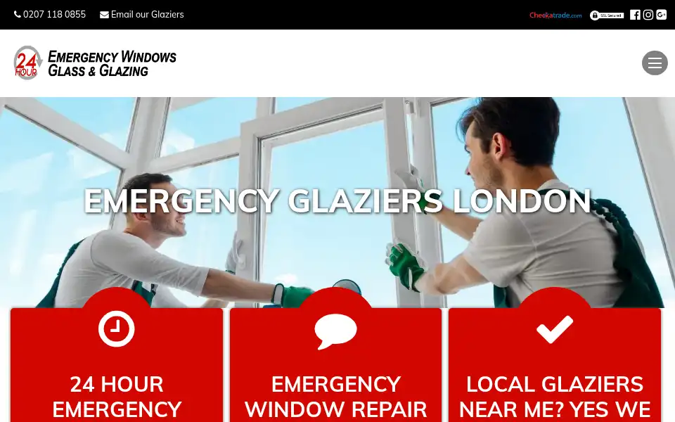 Screenshot of 24houremergencywindowsglassandglazing.co.uk