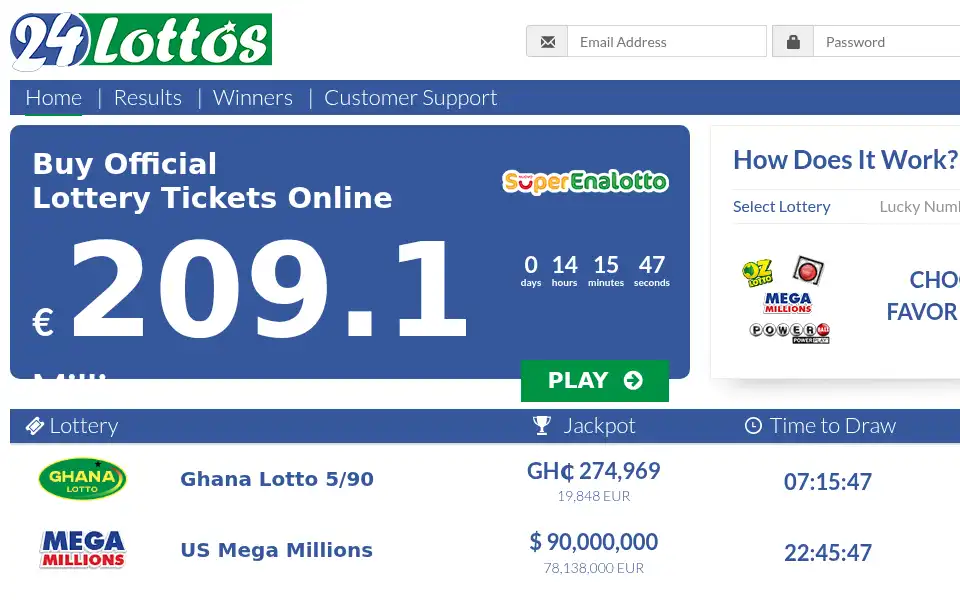 Screenshot of 24lottos.com