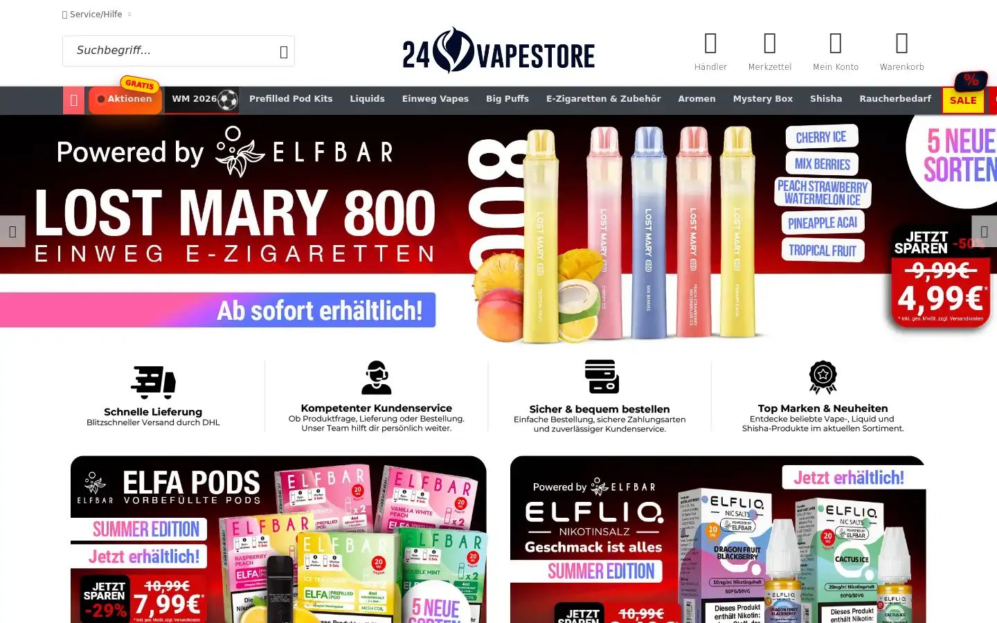 Screenshot of 24vapestore.de