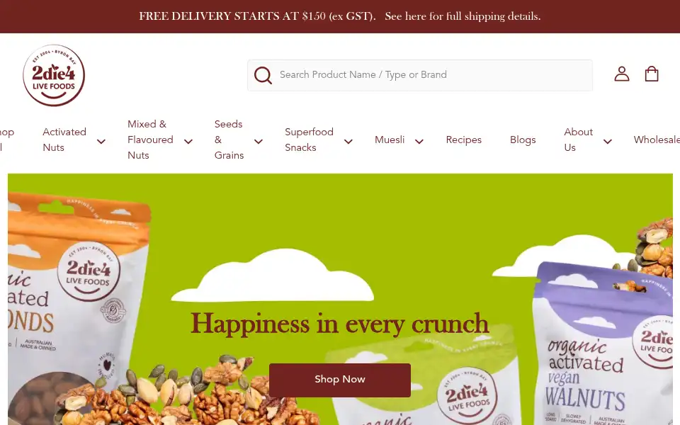 Screenshot of 2die4livefoods.com.au