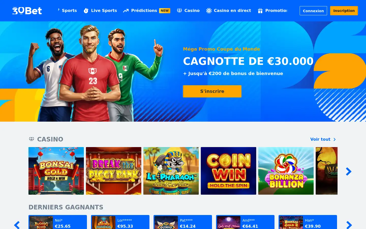 Screenshot of 30bet.com