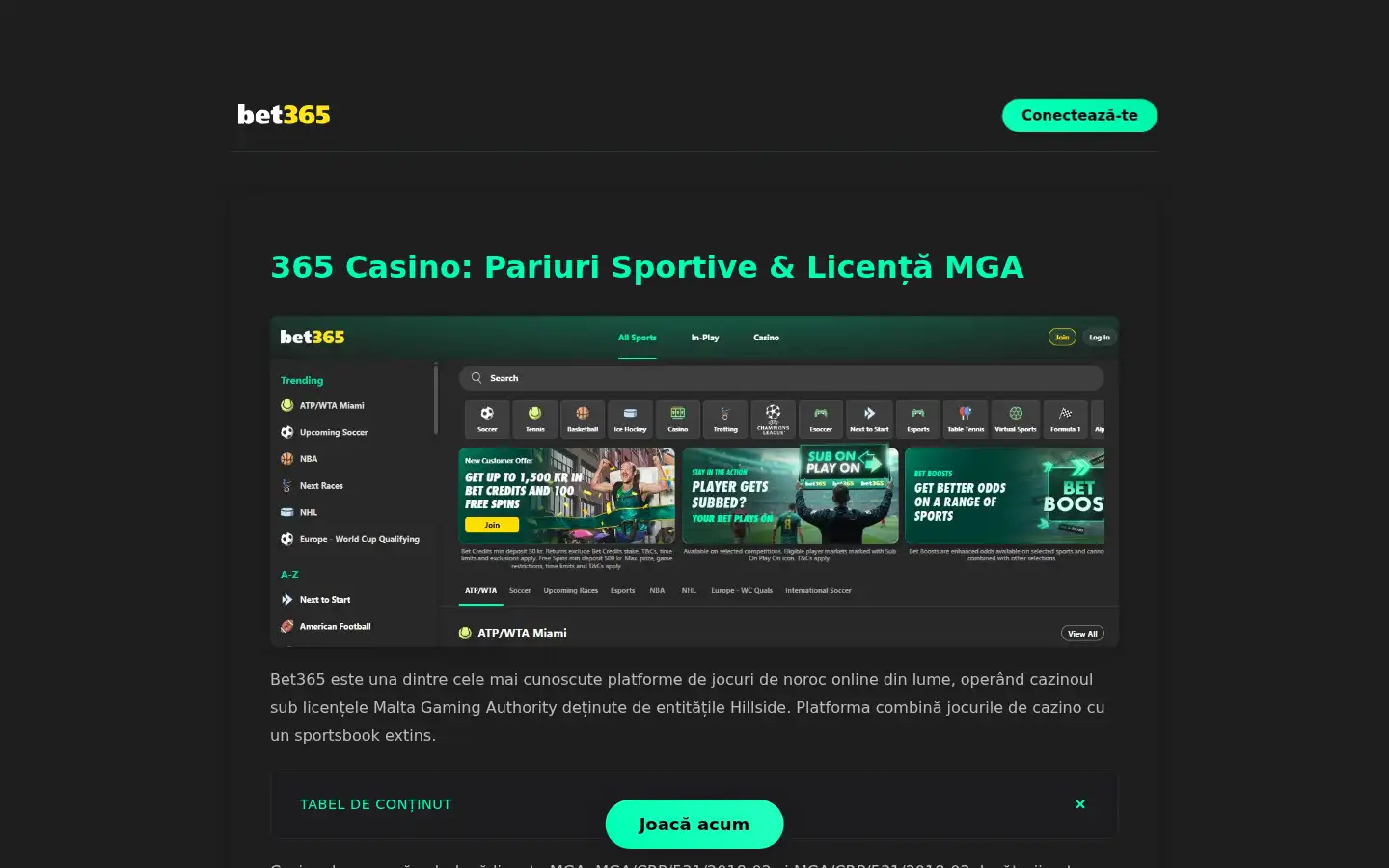 Screenshot of 365casino.com.ro