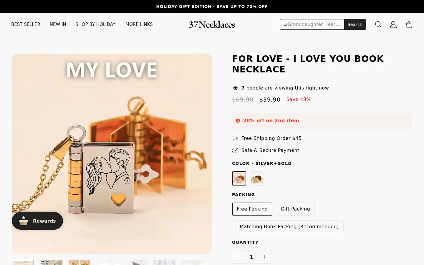 Screenshot of 37necklaces.com