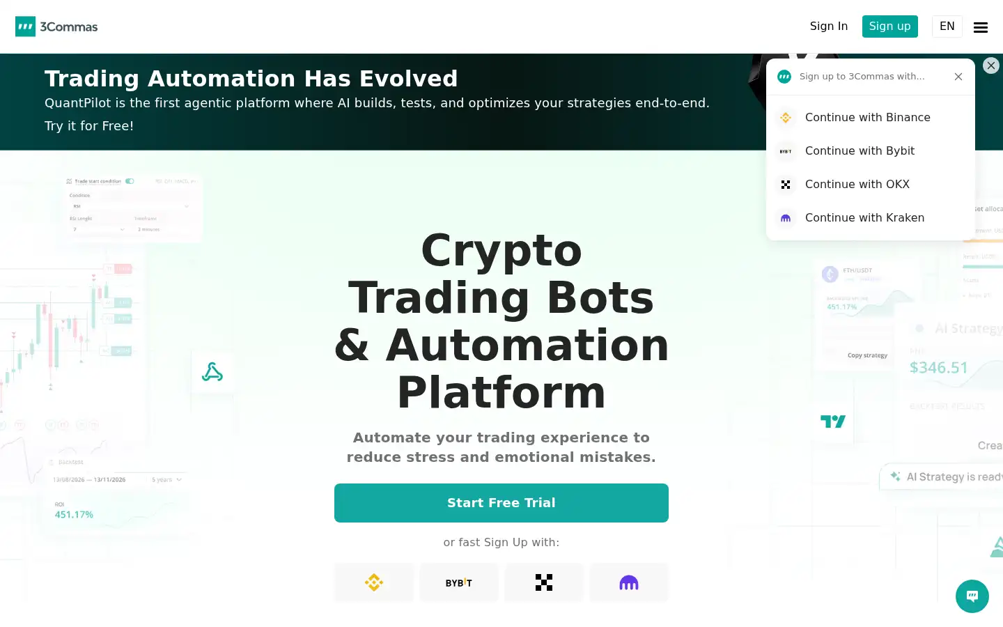 Screenshot of 3commas.io