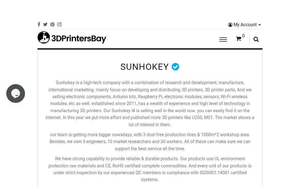Screenshot of 3dprintersbay.com