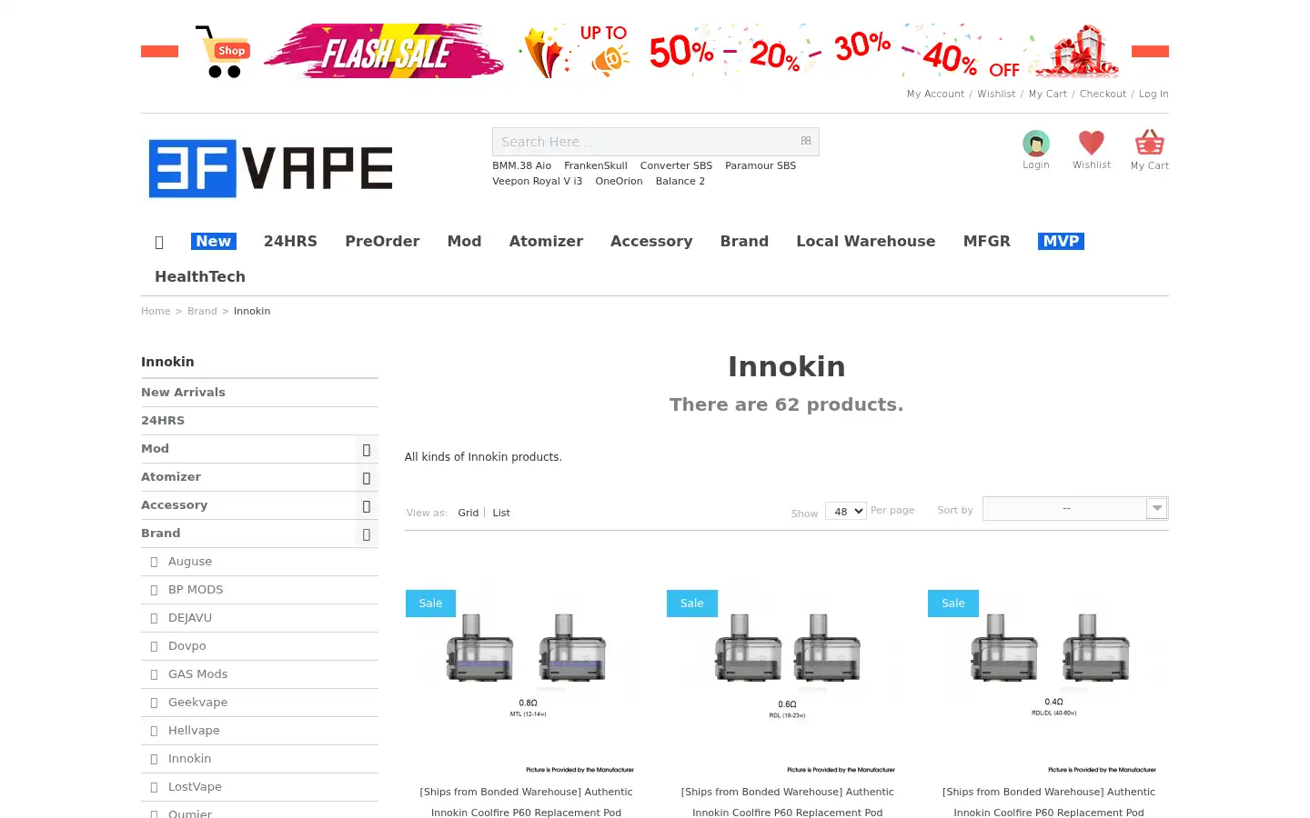 Screenshot of 3fvape.com