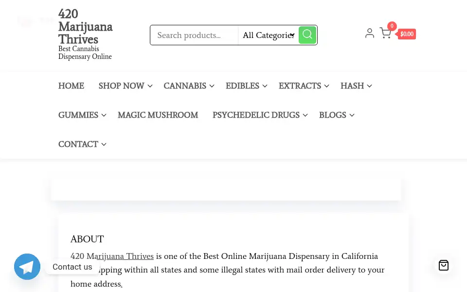 Screenshot of 420marijuanathrives.com