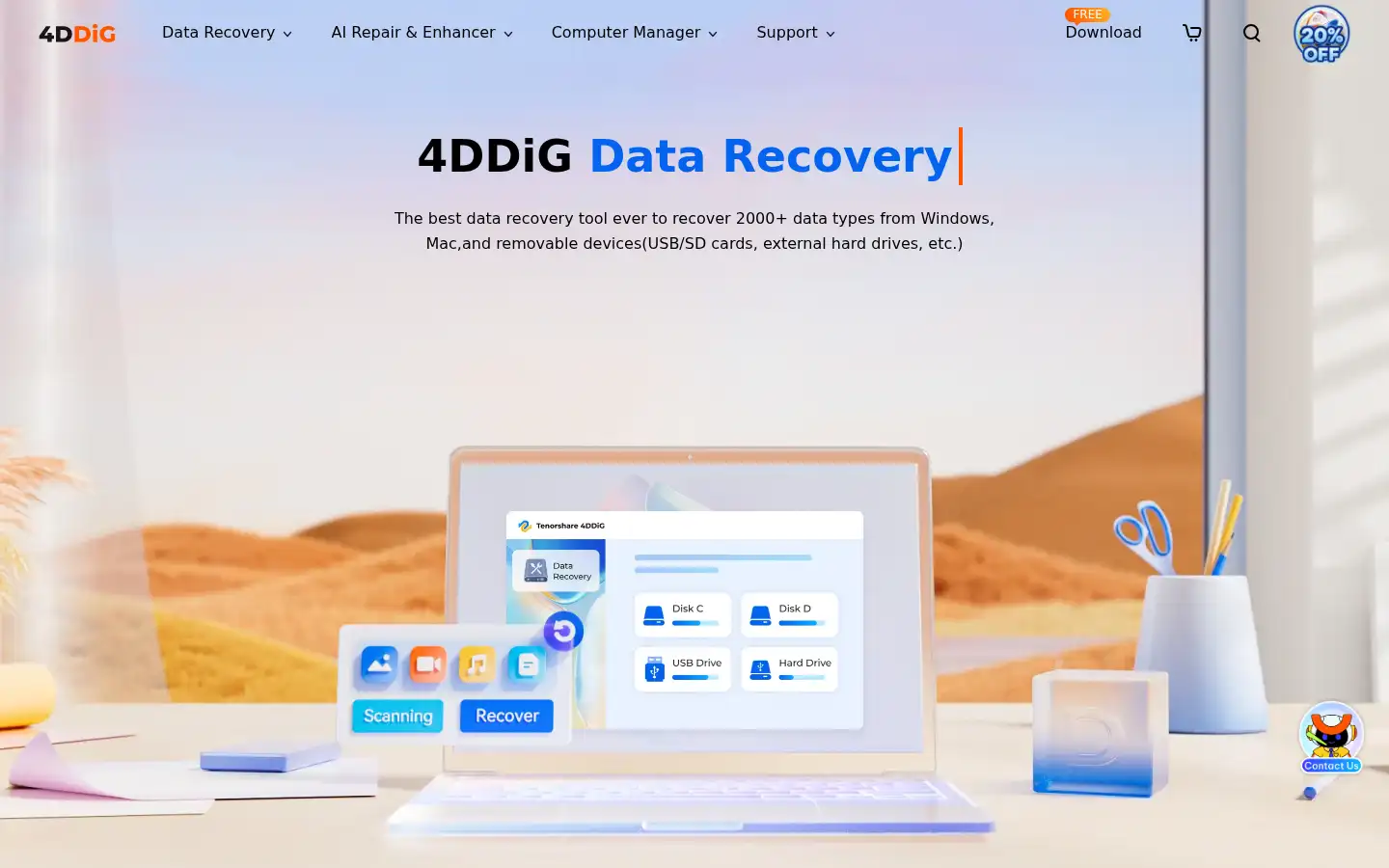 Screenshot of 4ddig.tenorshare.com