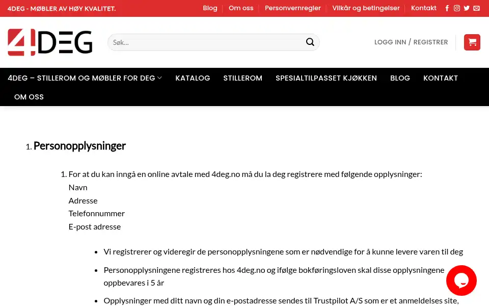 Screenshot of 4deg.no
