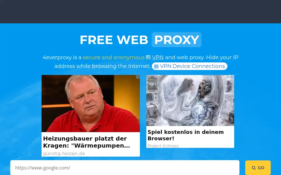 Screenshot of 4everproxy.com
