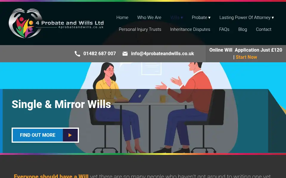 Screenshot of 4probateandwills.co.uk