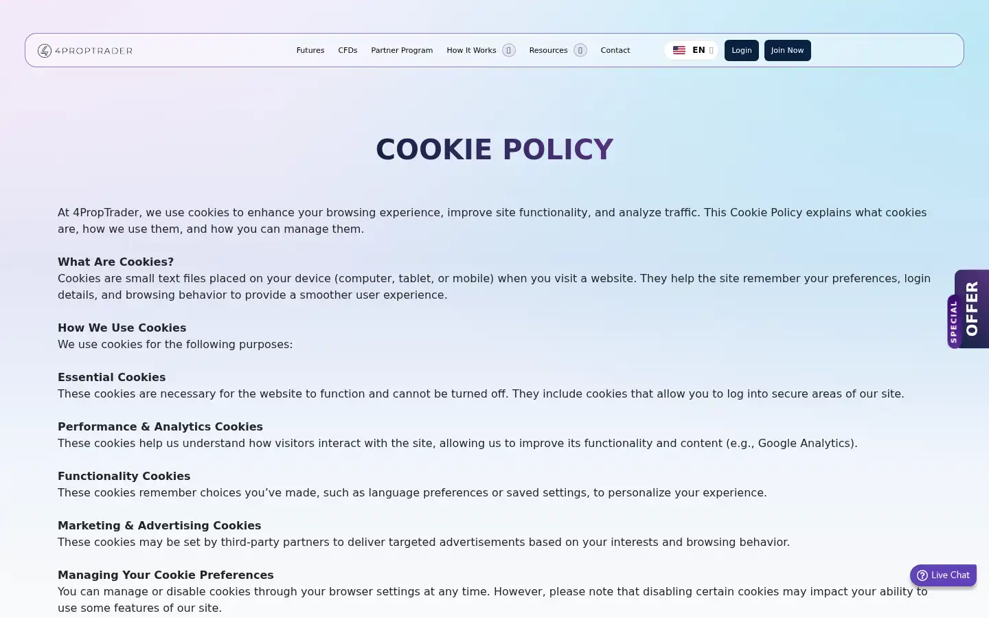 Screenshot of 4proptrader.com