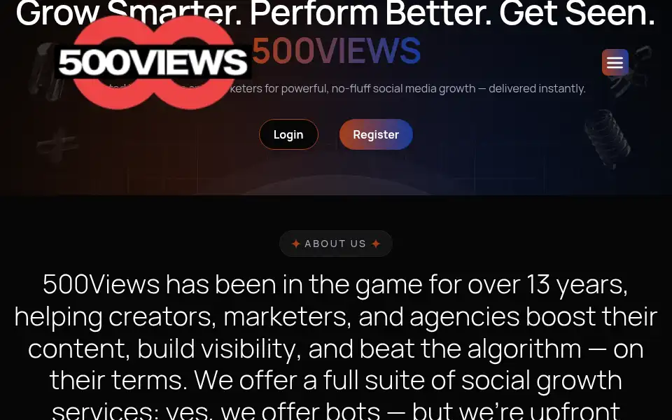 Screenshot of 500views.com