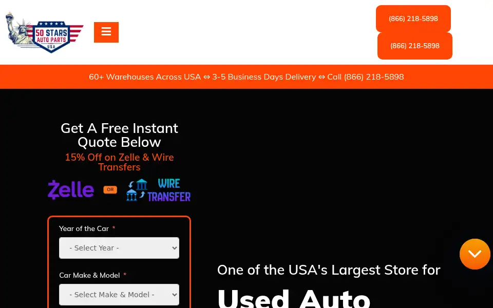 Screenshot of 50starsautoparts.com