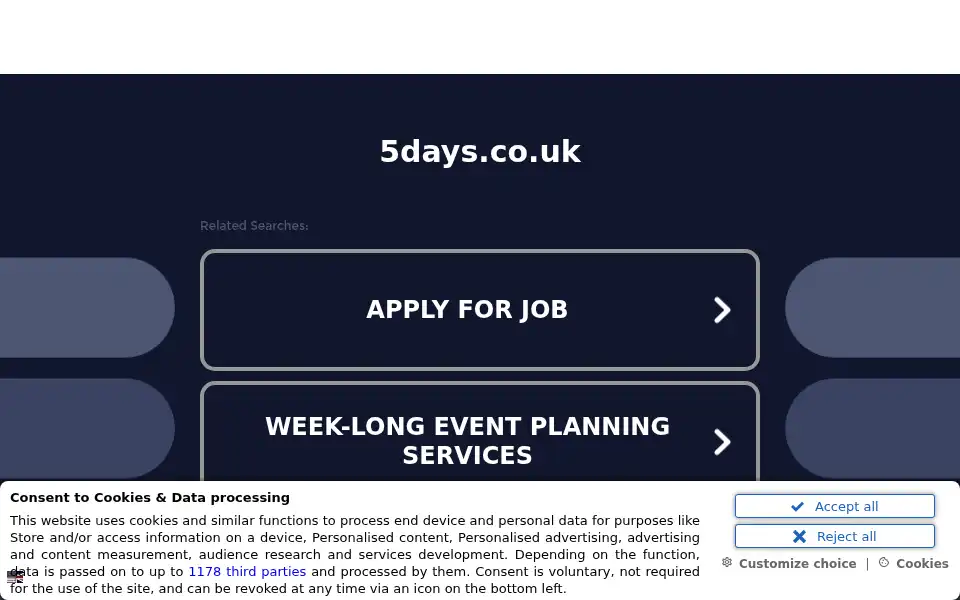 Screenshot of 5days.co.uk