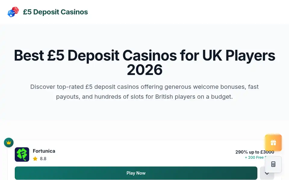 Screenshot of 5depositcasinos.org