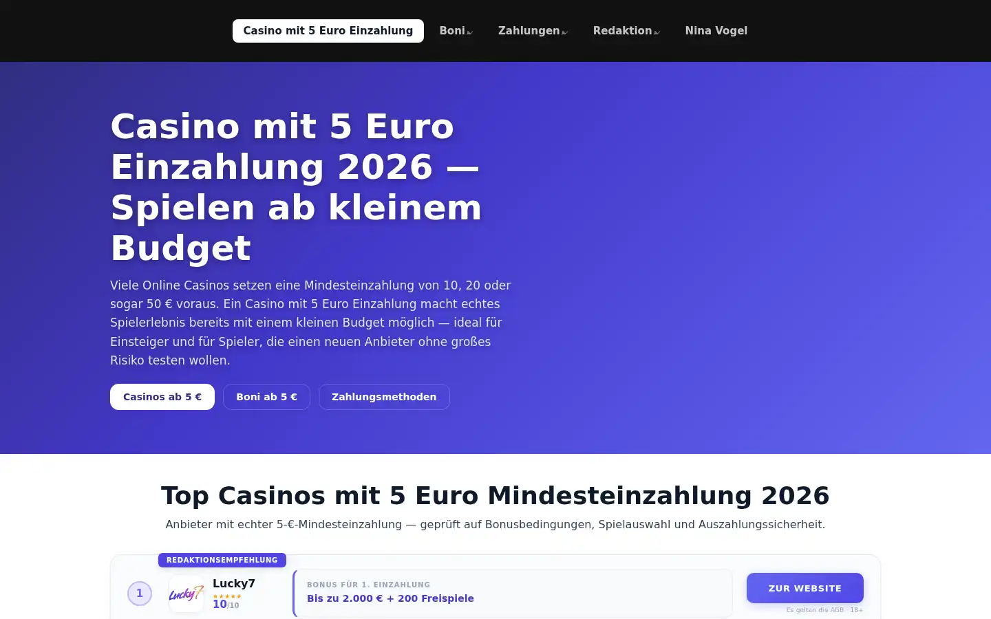 Screenshot of 5eurocasino.com