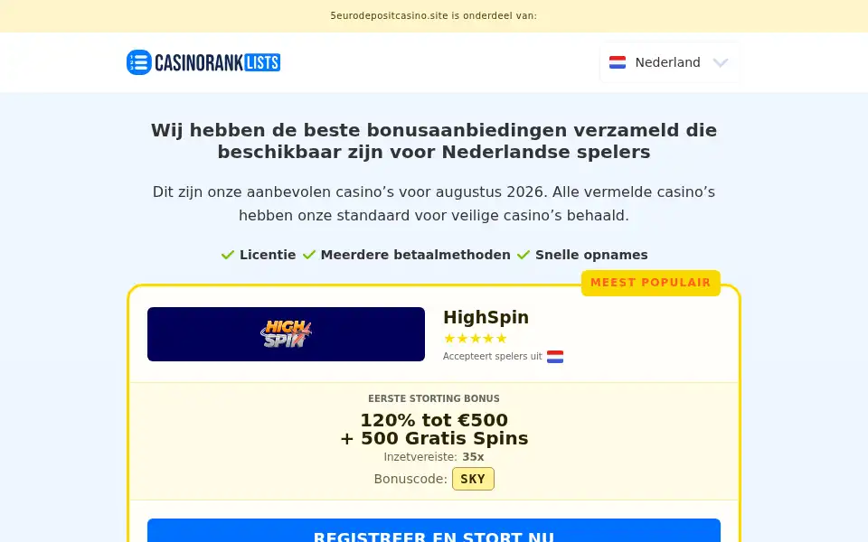 Screenshot of 5eurodepositcasino.site