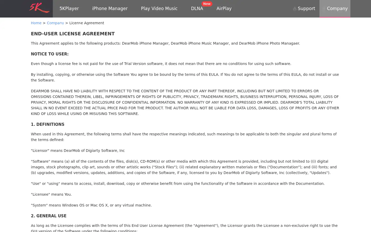 Screenshot of 5kplayer.com