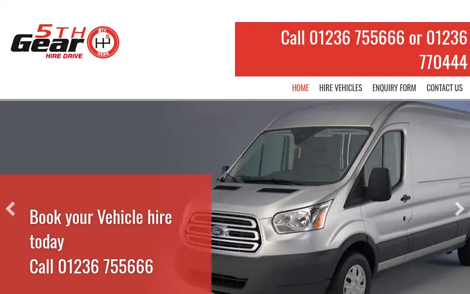 Screenshot of 5thgearhiredrive.co.uk