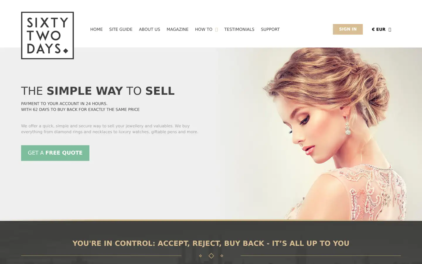 Screenshot of 62days.com