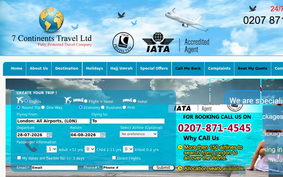 Screenshot of 7-continentstravel.co.uk