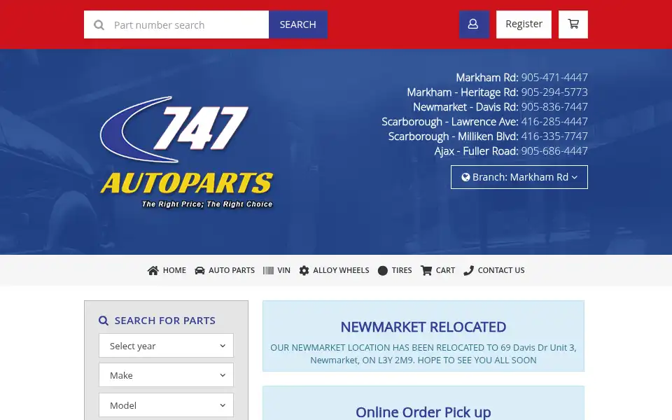 Screenshot of 747autoparts.com