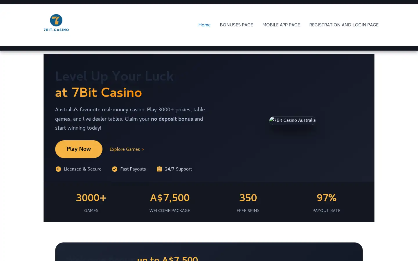 Screenshot of 7bit-casino.xyz