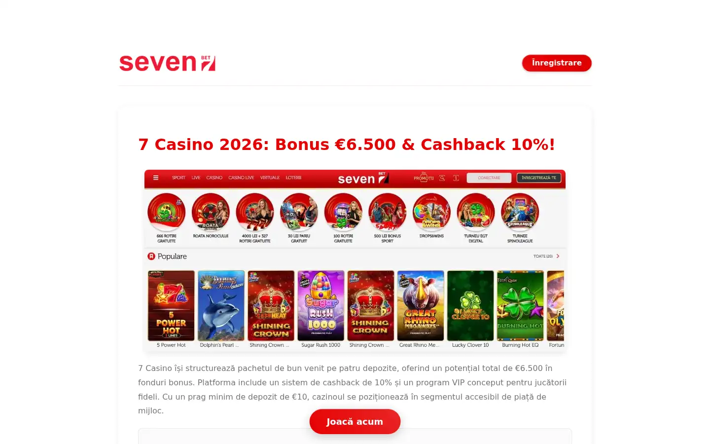Screenshot of 7casino.com.ro