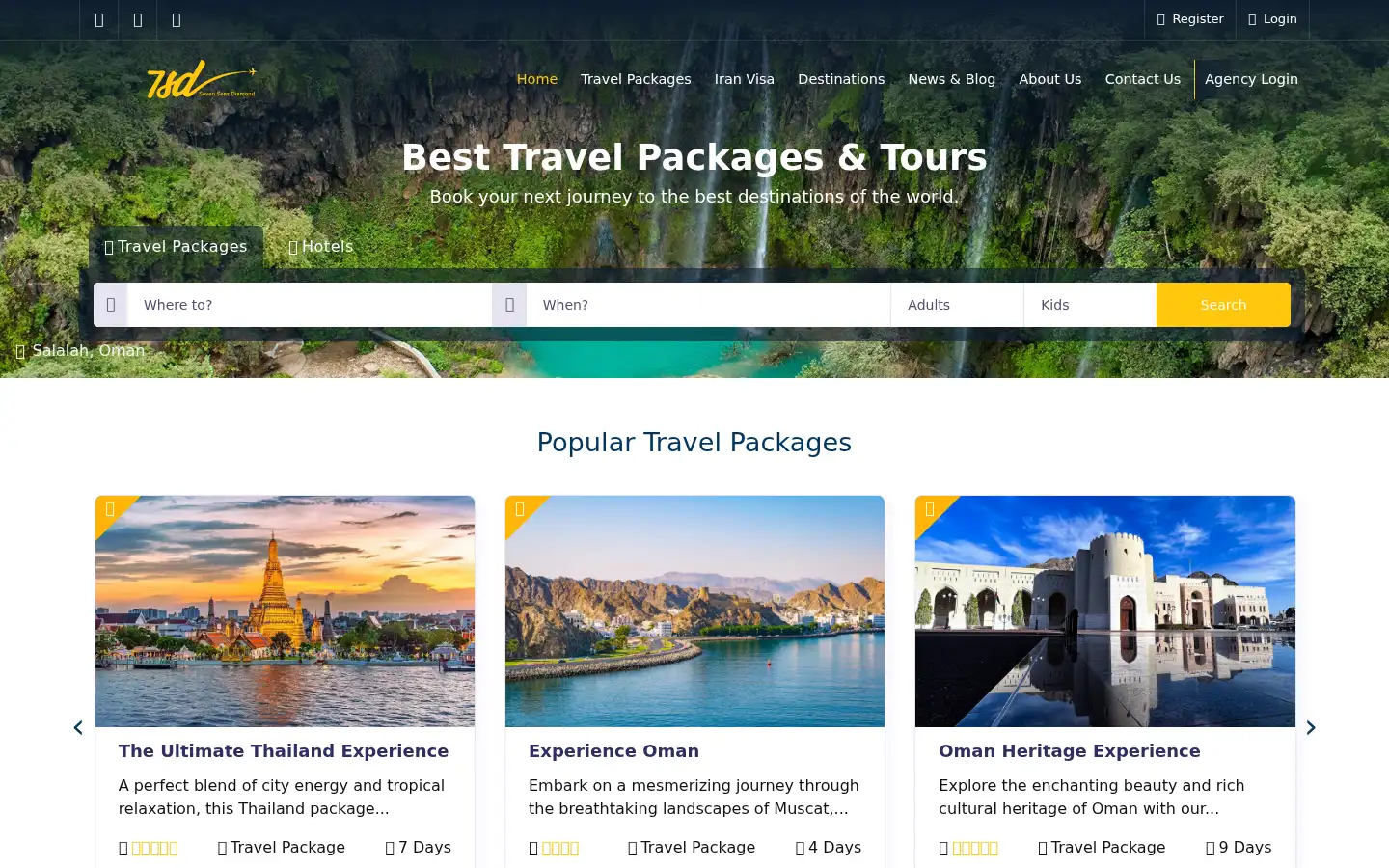 Screenshot of 7sdtravel.com