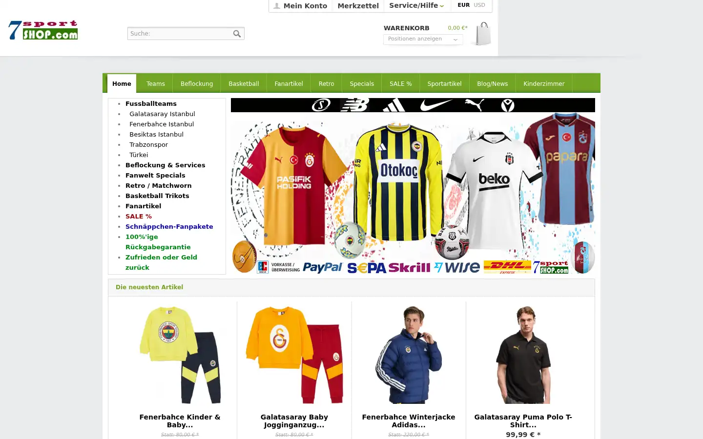 Screenshot of 7sportshop.com