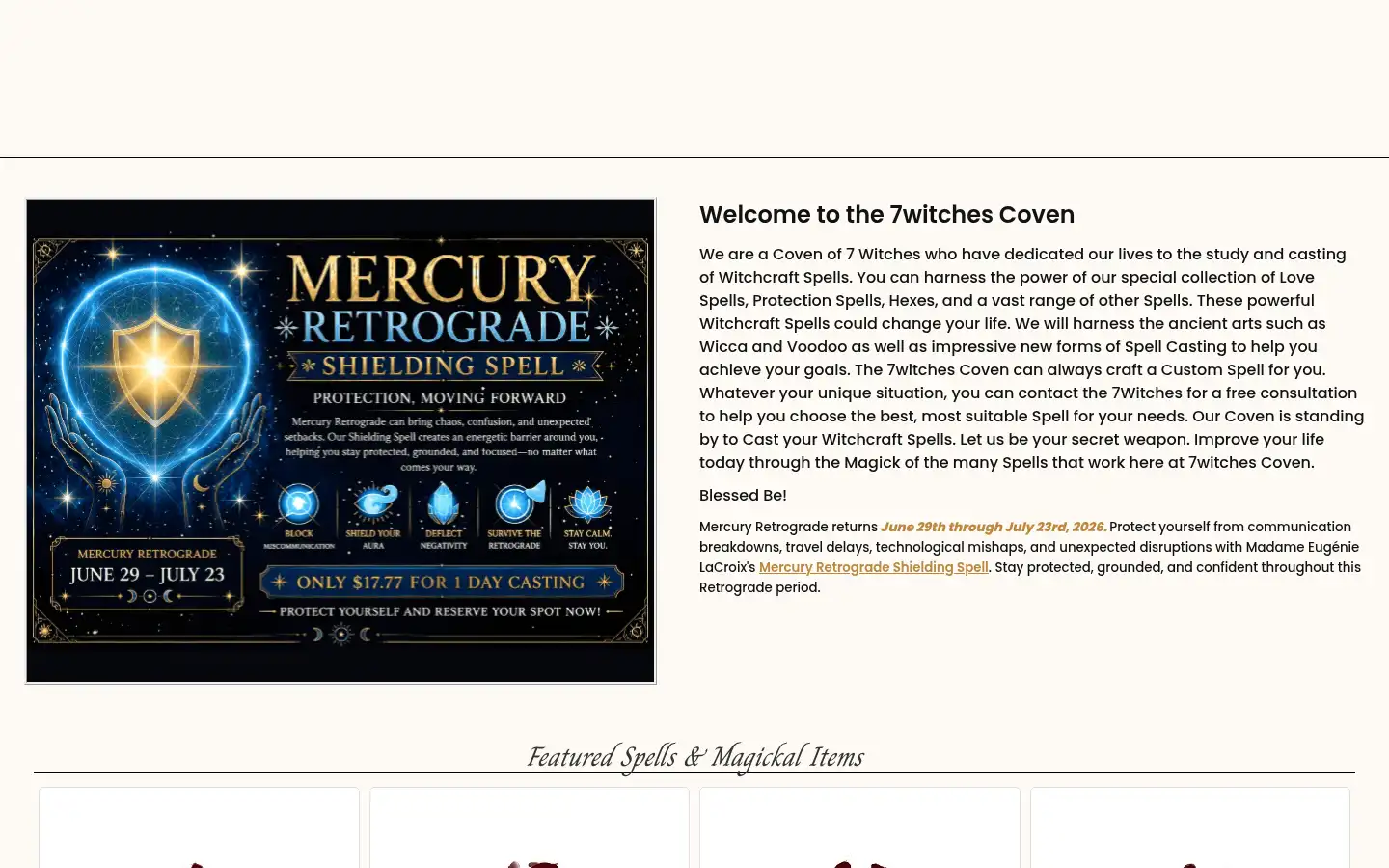 Screenshot of 7witchescoven.com