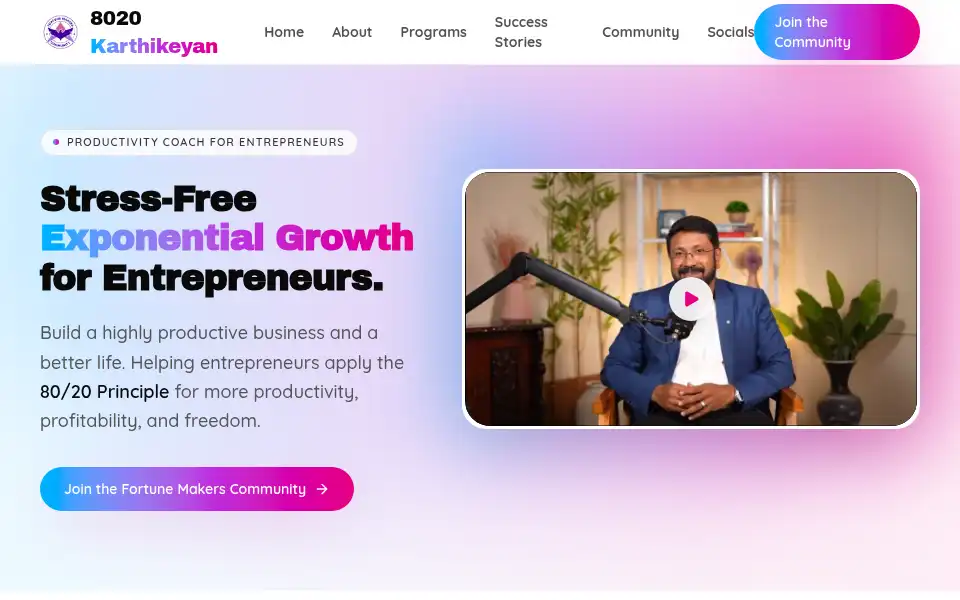 Screenshot of 8020karthikeyan.com
