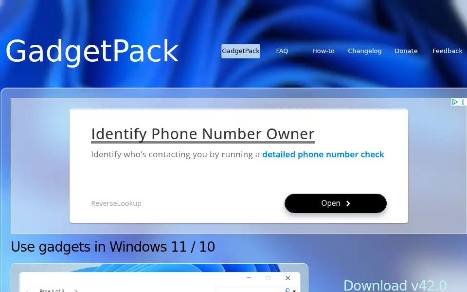 Screenshot of 8gadgetpack.net
