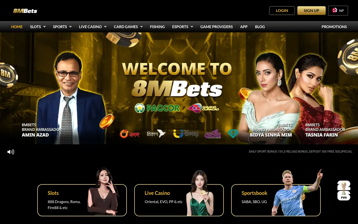 Screenshot of 8mbetscasinonp.com