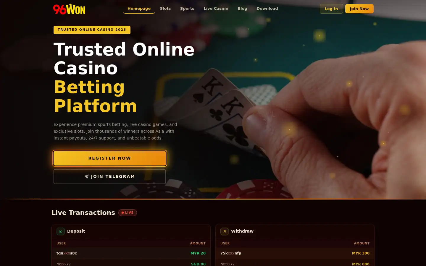 Screenshot of 96won.com