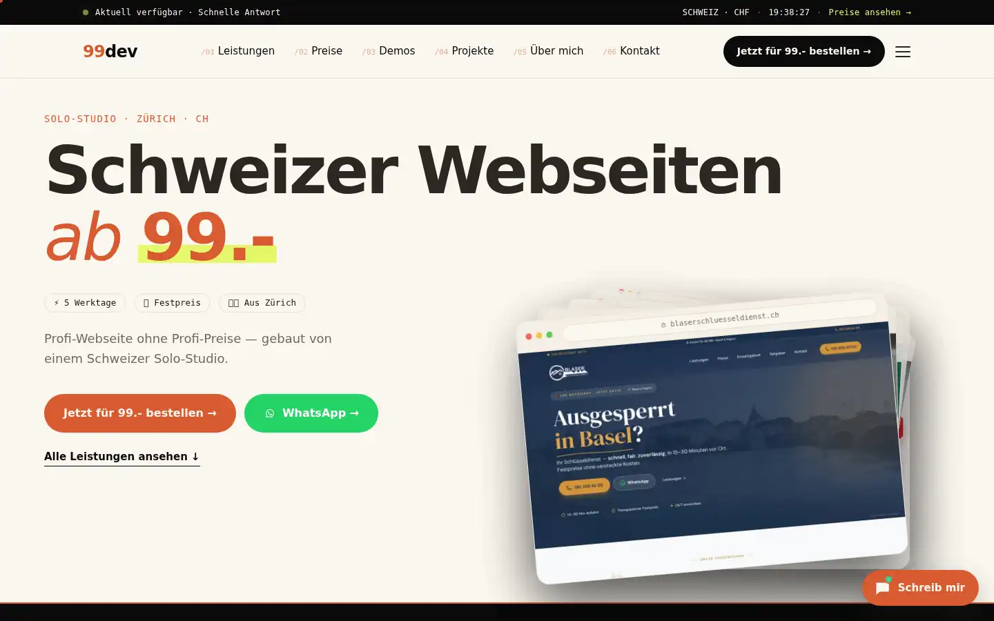 Screenshot of 99dev.ch