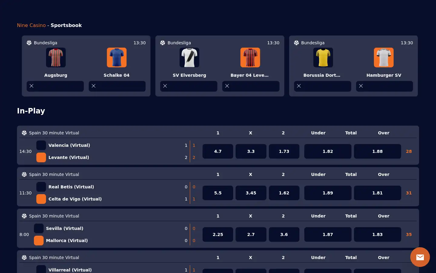 Screenshot of 9ninecasino.com