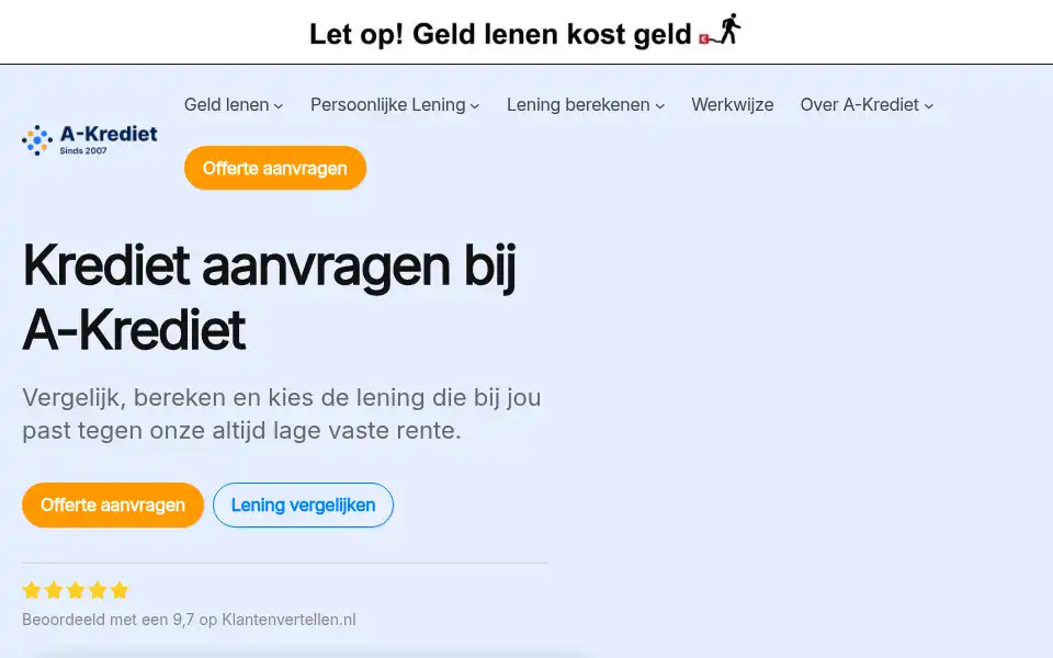 Screenshot of a-krediet.nl
