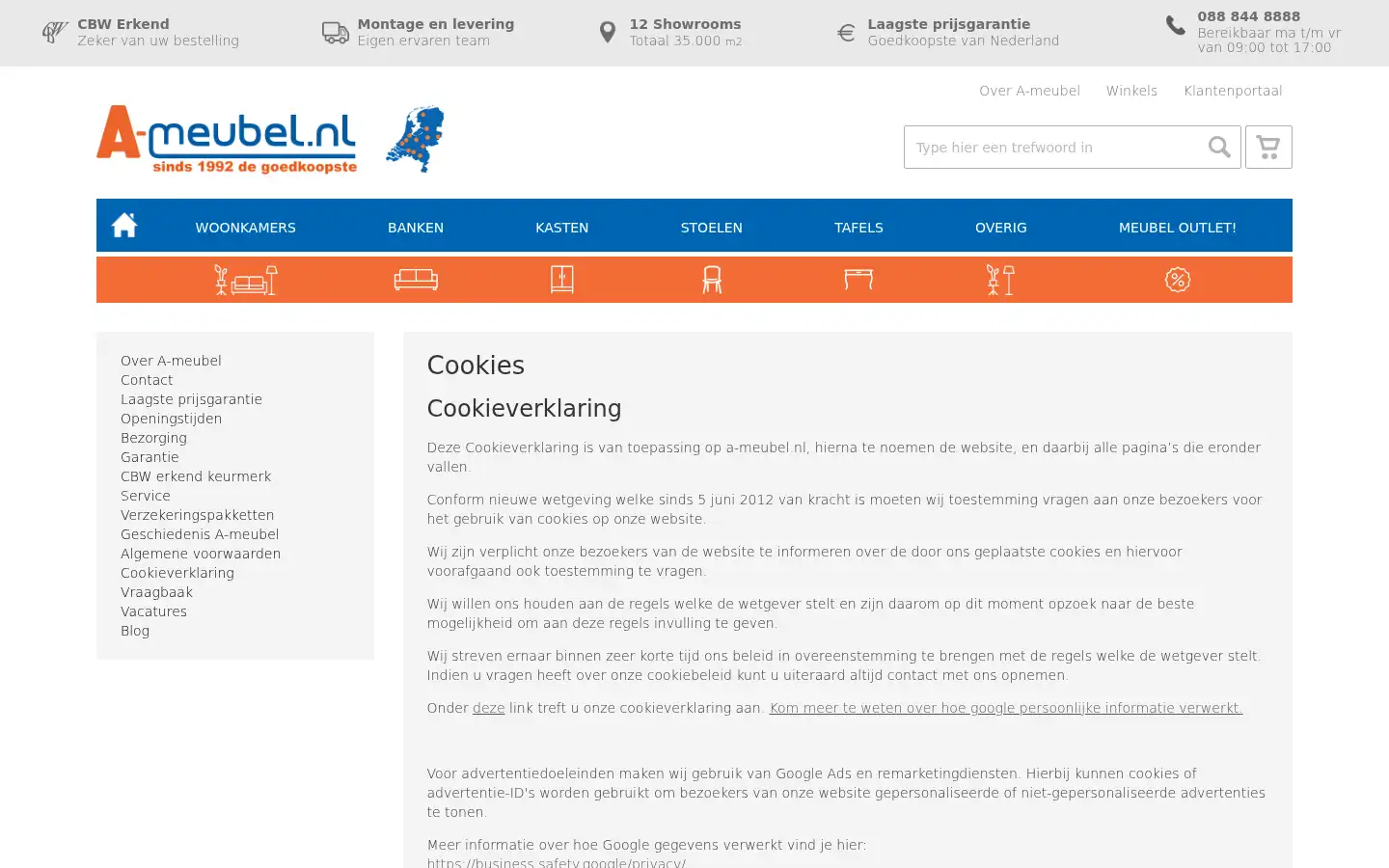 Screenshot of a-meubel.nl