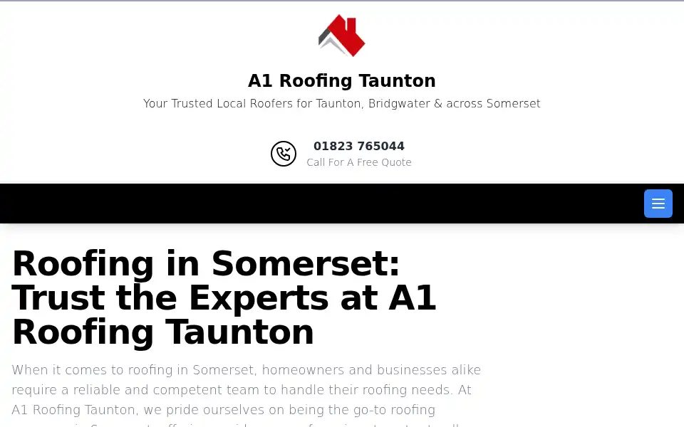 Screenshot of a1-roofing-taunton.co.uk
