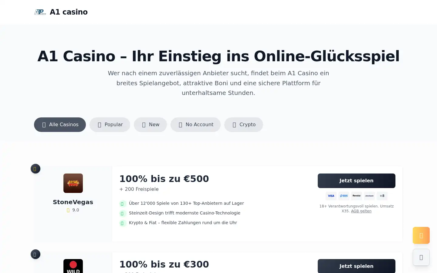 Screenshot of a1casino.at