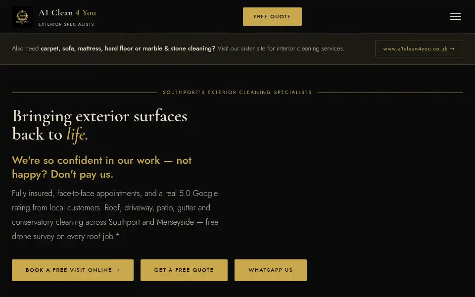 Screenshot of a1clean4u.co.uk