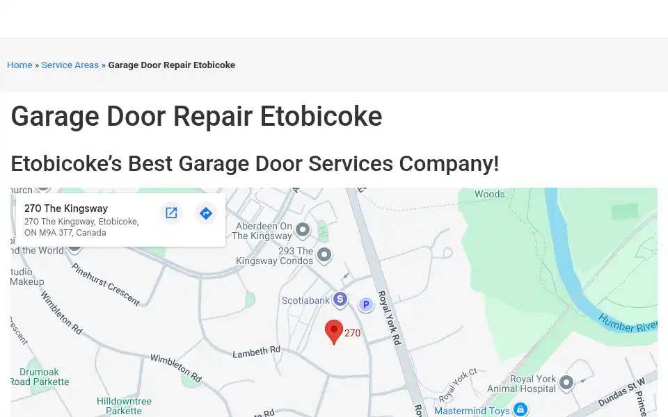 Screenshot of a1garagedoors.ca