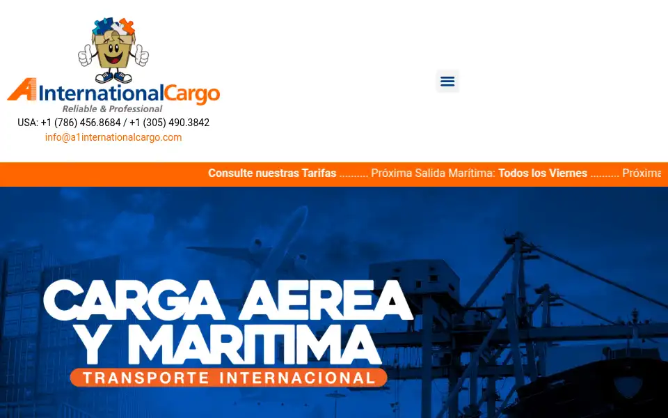 Screenshot of a1internationalcargo.com
