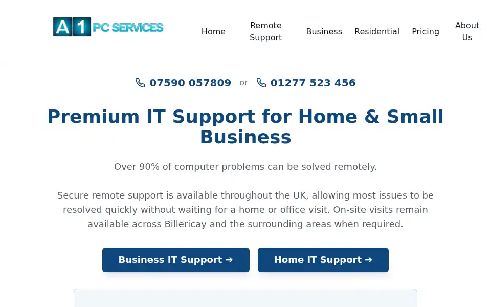 Screenshot of a1pcservices.co.uk