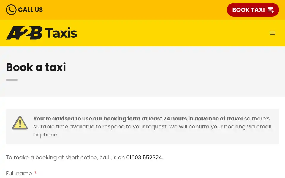 Screenshot of a2btaxisnorwich.co.uk