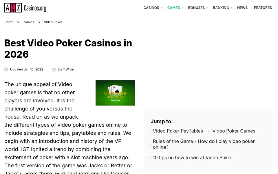 Screenshot of a2zcasinos.org