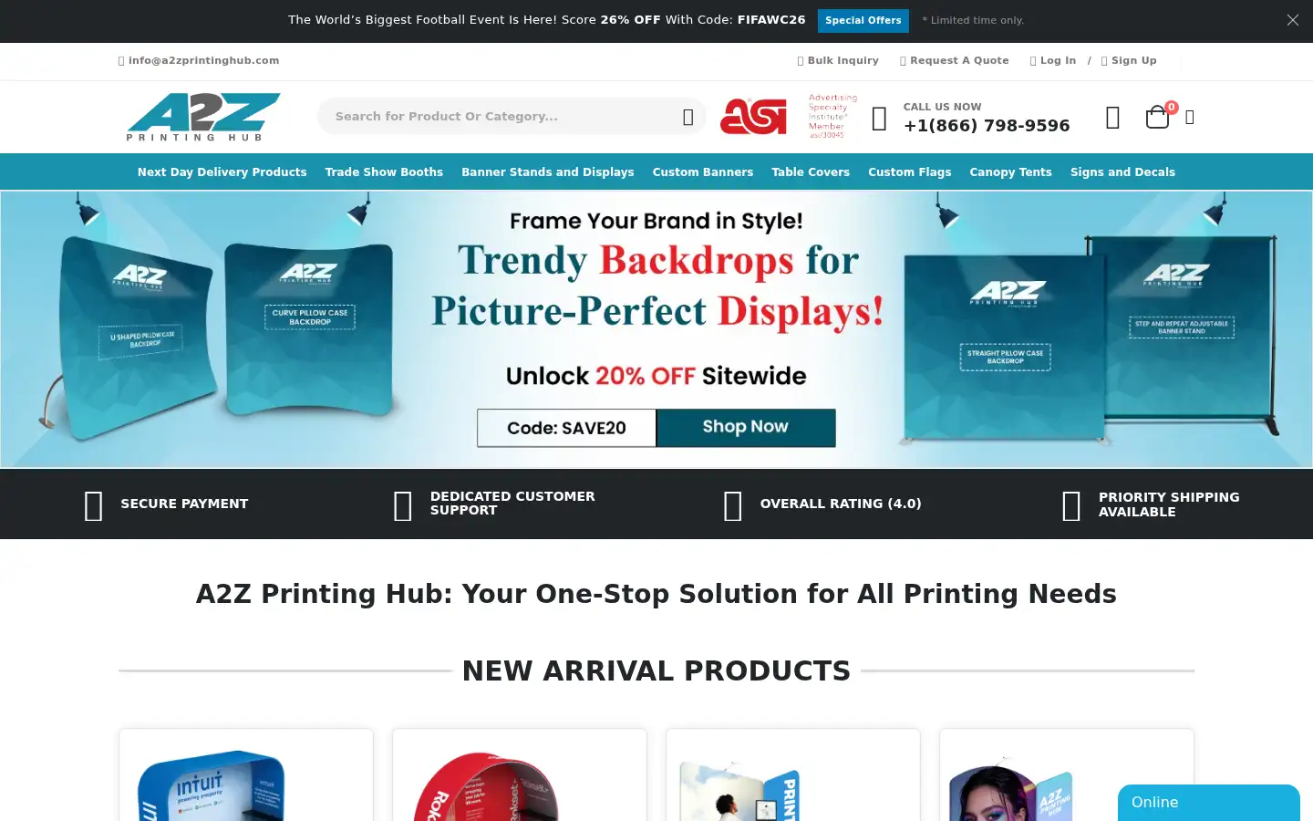 Screenshot of a2zprintinghub.com
