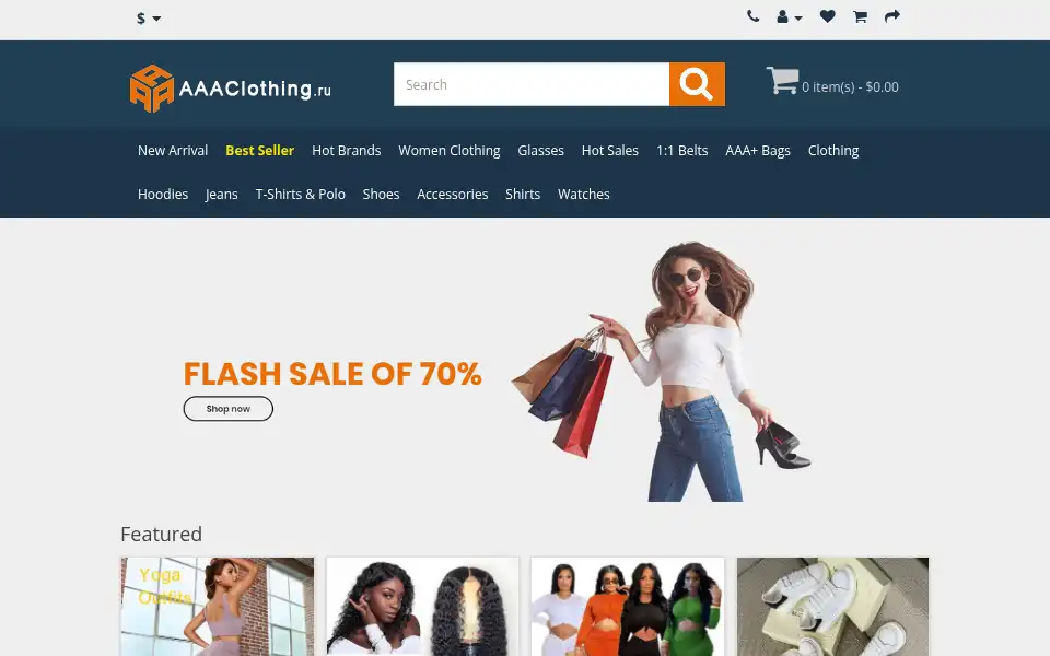 Screenshot of aaaclothing.org